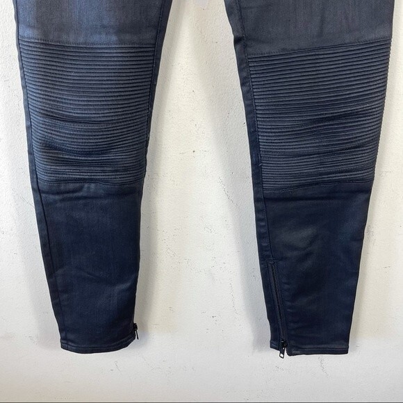 Madewell Black Skinny Skinny Moto Jeans 26 Ankle Zip Coated Leather Look Y2K - Picture 13 of 16